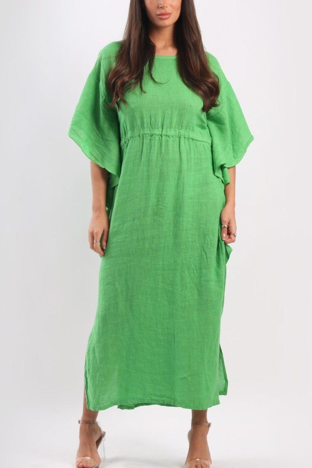 Linen Kaftan Dress - Lime