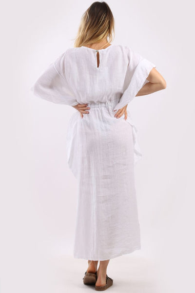 Linen Kaftan Dress - White