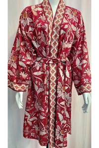 Anokhi Midi Kimono Robe – Red