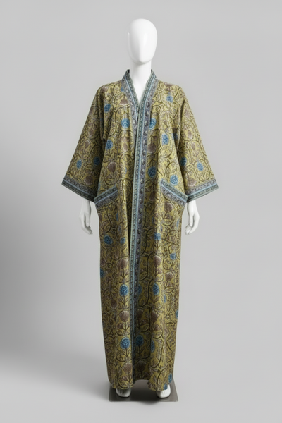 Anokhi Robe – Chartreuse and Turquoise