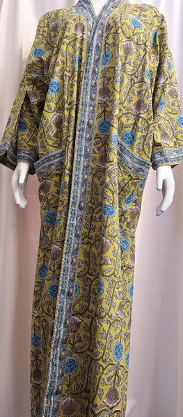 Anokhi Robe – Chartreuse and Turquoise
