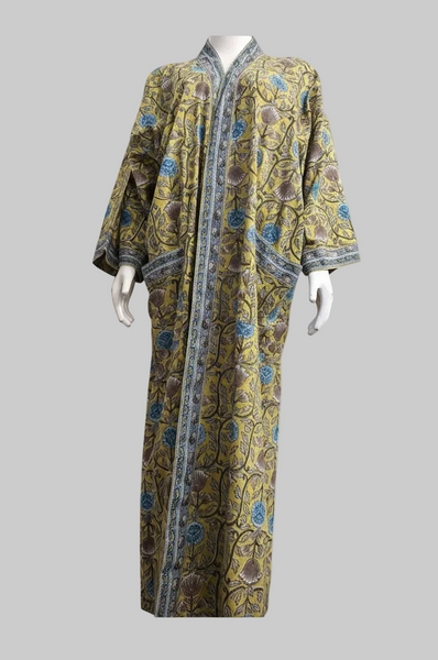 Anokhi Robe – Chartreuse and Turquoise