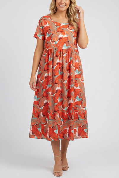 Olive Cotton Dress - Persimmon
