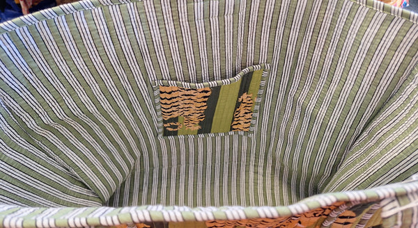 Cotton Quilted Tote Bag Tiger Green and Olive