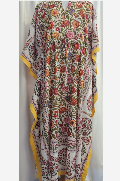 Anokhi Tie Kaftan - Yellow, red, blue and pink