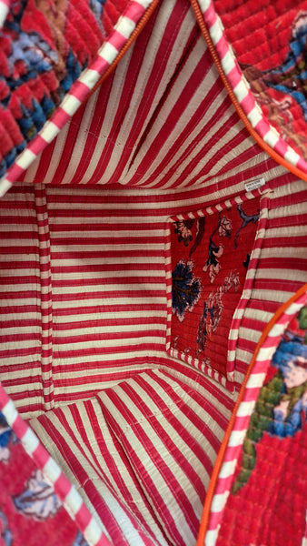 Cotton Velvet Tote Bag - Red