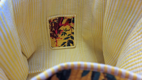 Cotton Velvet Tote Bag - Bird of Paradise Yellow