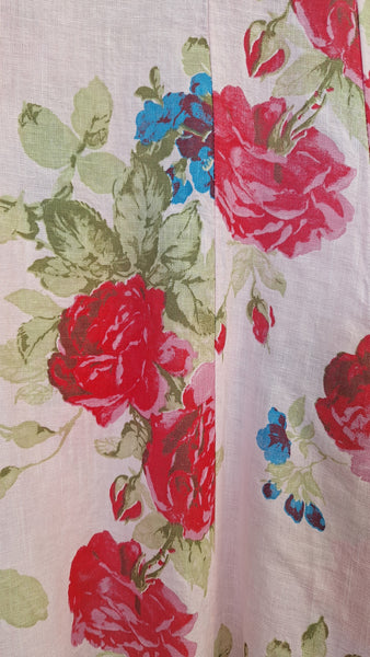 Italian Linen Floral Sundress - Pink
