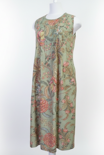 Exotic Flower Cotton Dress Green