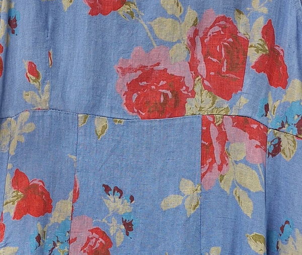 Italian Linen Floral Sundress - Blue