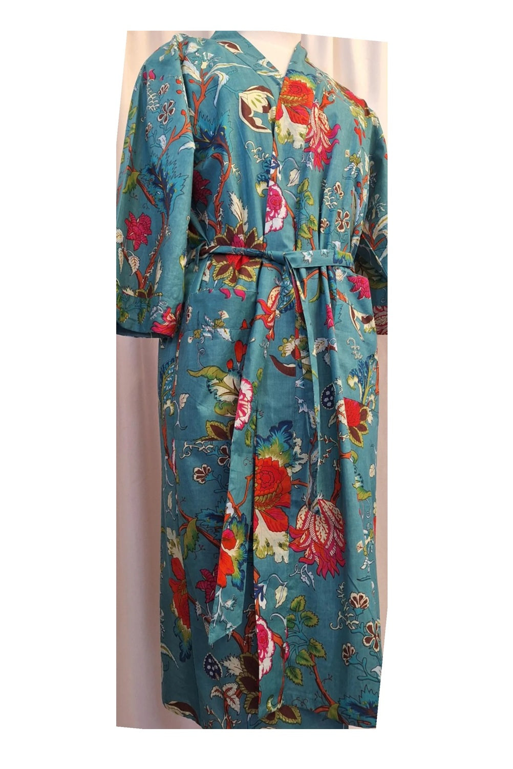 Cotton Robe - Tree of Life Teal
