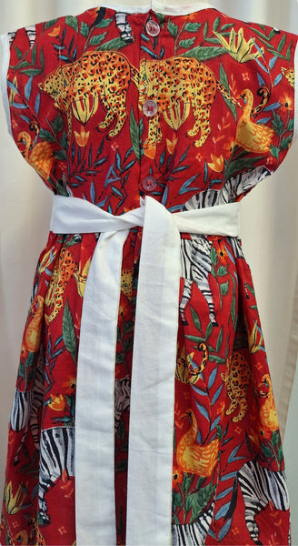 Cotton Animal Print Dress Red