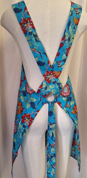 Smock Apron Turquoise Floral