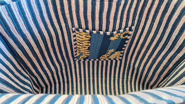 Cotton Quilted Tote Bag -  Navy and Denim