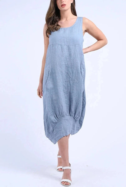 Round Neck, Ribbed Sides - Lt Denim