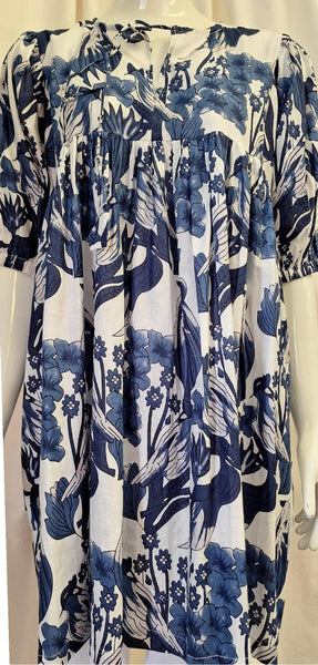 Bird Top, Navy and White