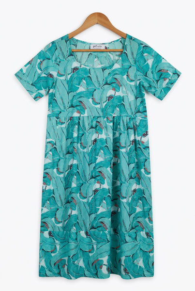 Olive Cotton Dress - Aqua Blu