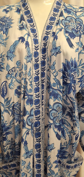 Anokhi Robe – Blue and White Flowers