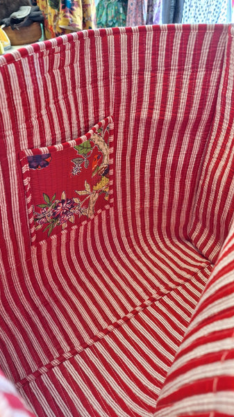 Cotton Quilted Tote Bag - Red Tropical