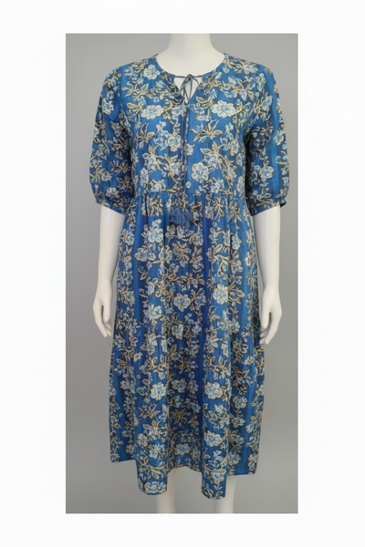 Tiger Print Dress - Navy and Light Denim