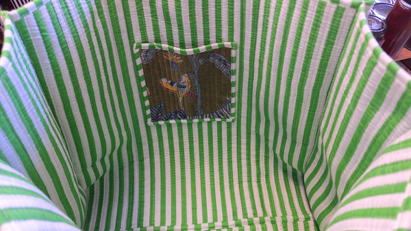 Cotton Velvet Tote Bag Green Jungle