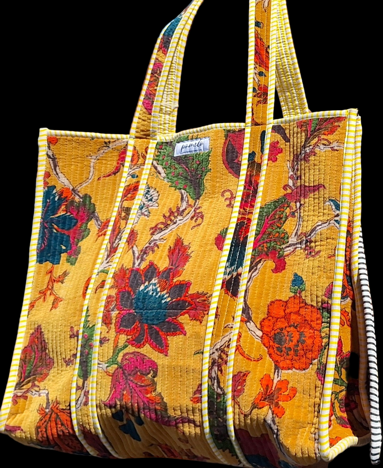 Cotton Velvet Tote Bag Golden Tree of Life