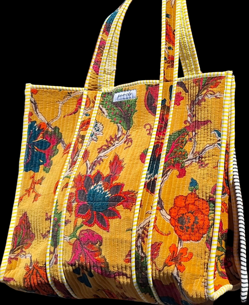 Cotton Velvet Tote Bag Golden Tree of Life