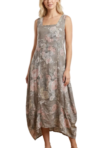 Linen Antique Rose Print Mocha