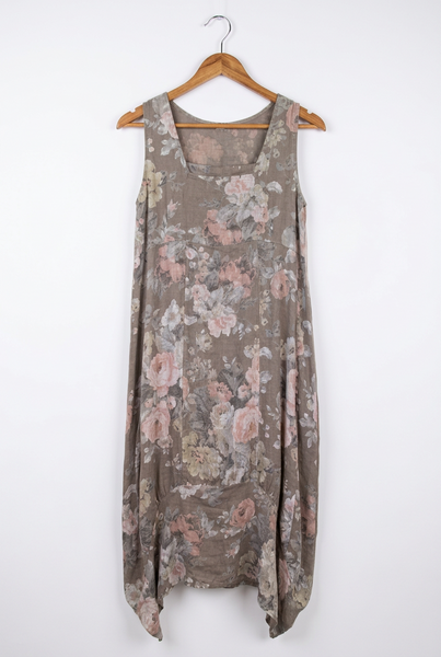 Linen Antique Rose Print Mocha
