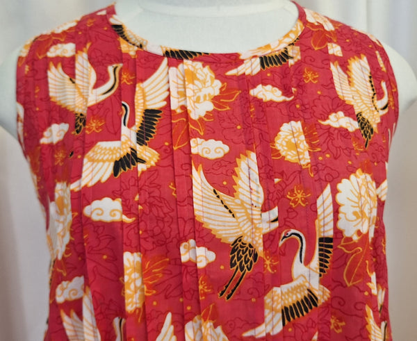 Cotton Dress Red Crane