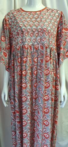 Orange and Grey Floral