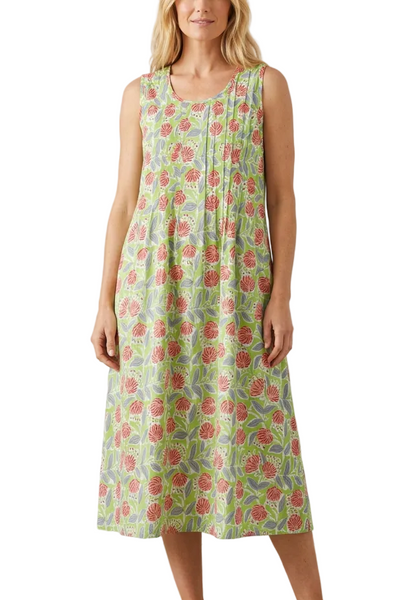 Cotton Nightdress - Green Pōhutukawa