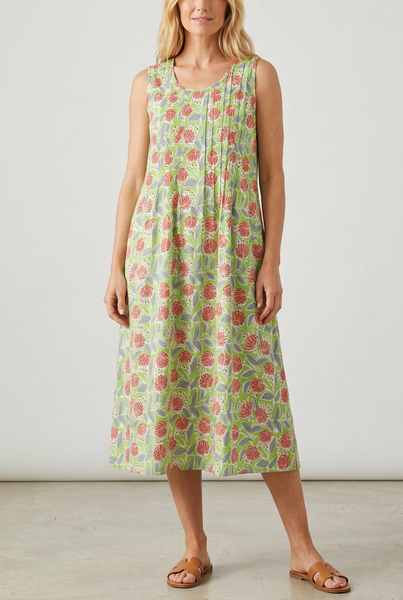 Cotton Nightdress - Green Pōhutukawa