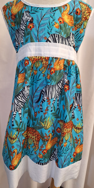 Cotton Animal Print Dress Aqua