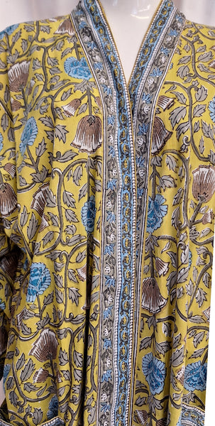 Anokhi Robe – Chartreuse and Turquoise