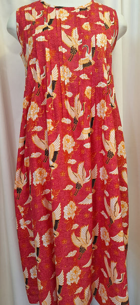 Cotton Dress Red Crane