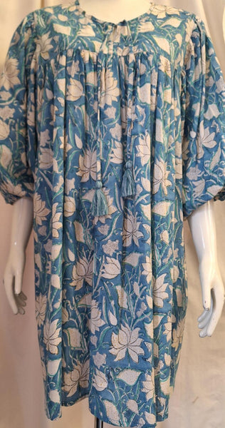 Blue and White Floral Dress or Top
