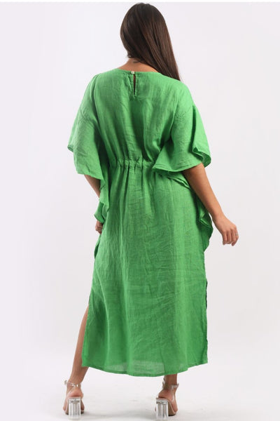 Linen Kaftan Dress - Lime
