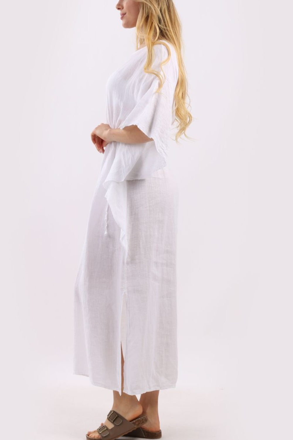Linen Kaftan Dress - White