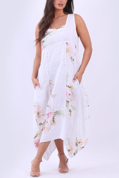 Italian Linen Sundress - White