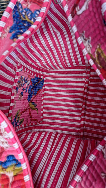 Cotton Velvet Tote Bag - Pink