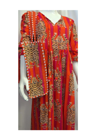 Tiger Print Dress - Orange and Hot Pink