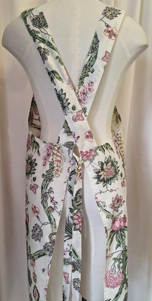 Smock Apron White Floral