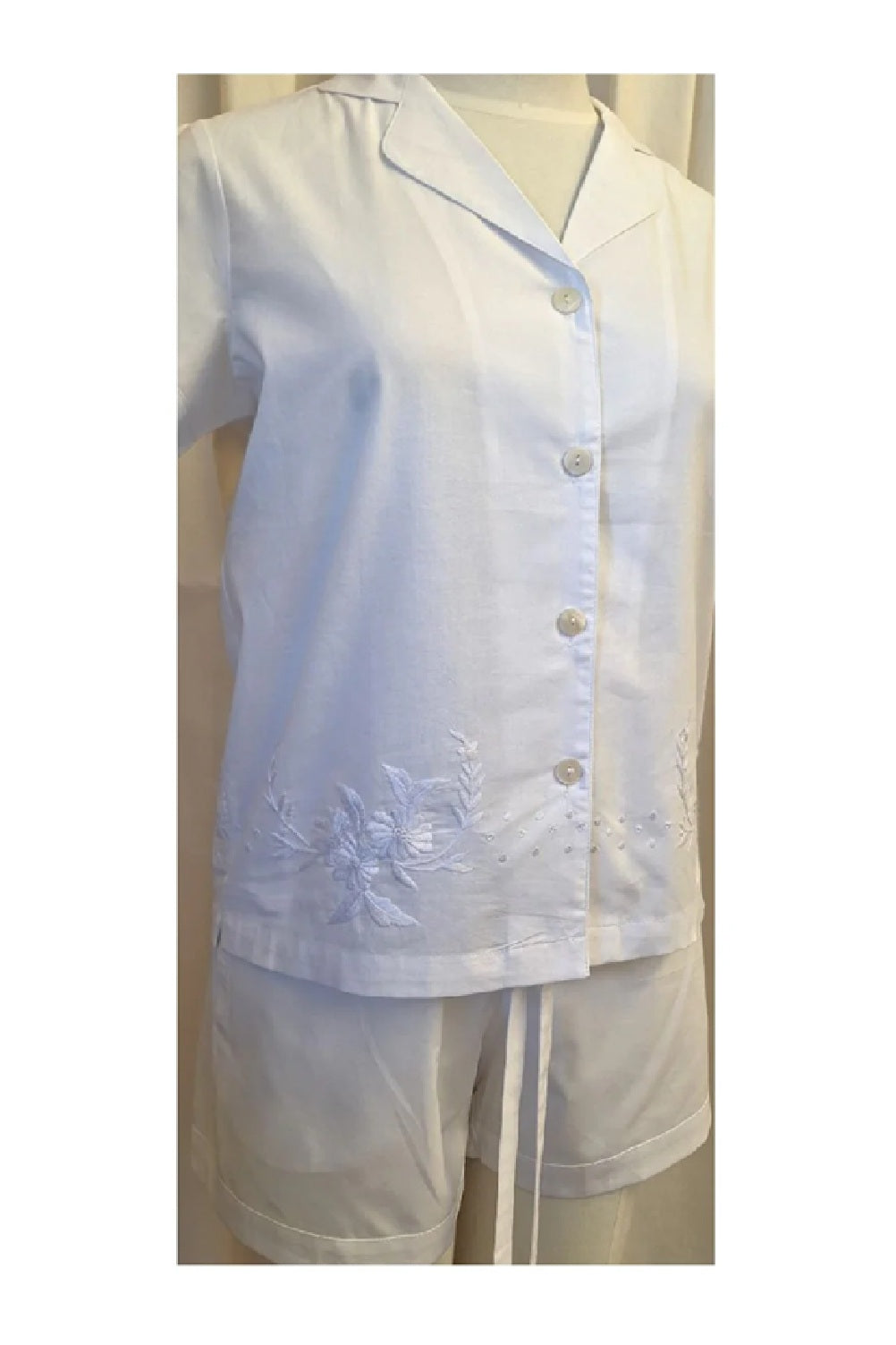 Hand Embroidered Cotton Shortie PJ