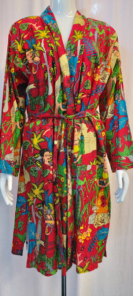 Frida Kahlo Cotton Robes - Red