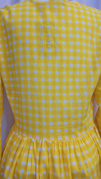 Cotton Check Dress - Yellow