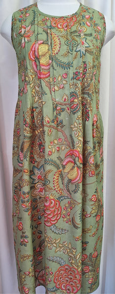 Exotic Flower Cotton Dress Green