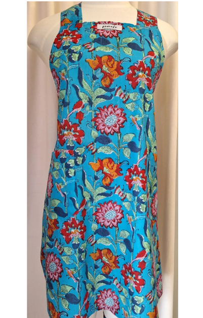 Smock Apron Turquoise Floral
