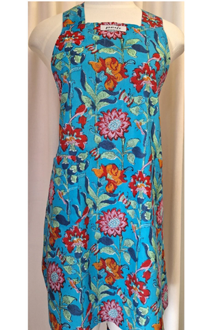 Smock Apron Turquoise Floral