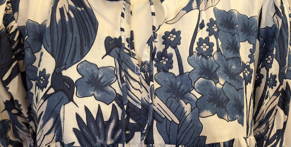 Bird Top, Navy and White